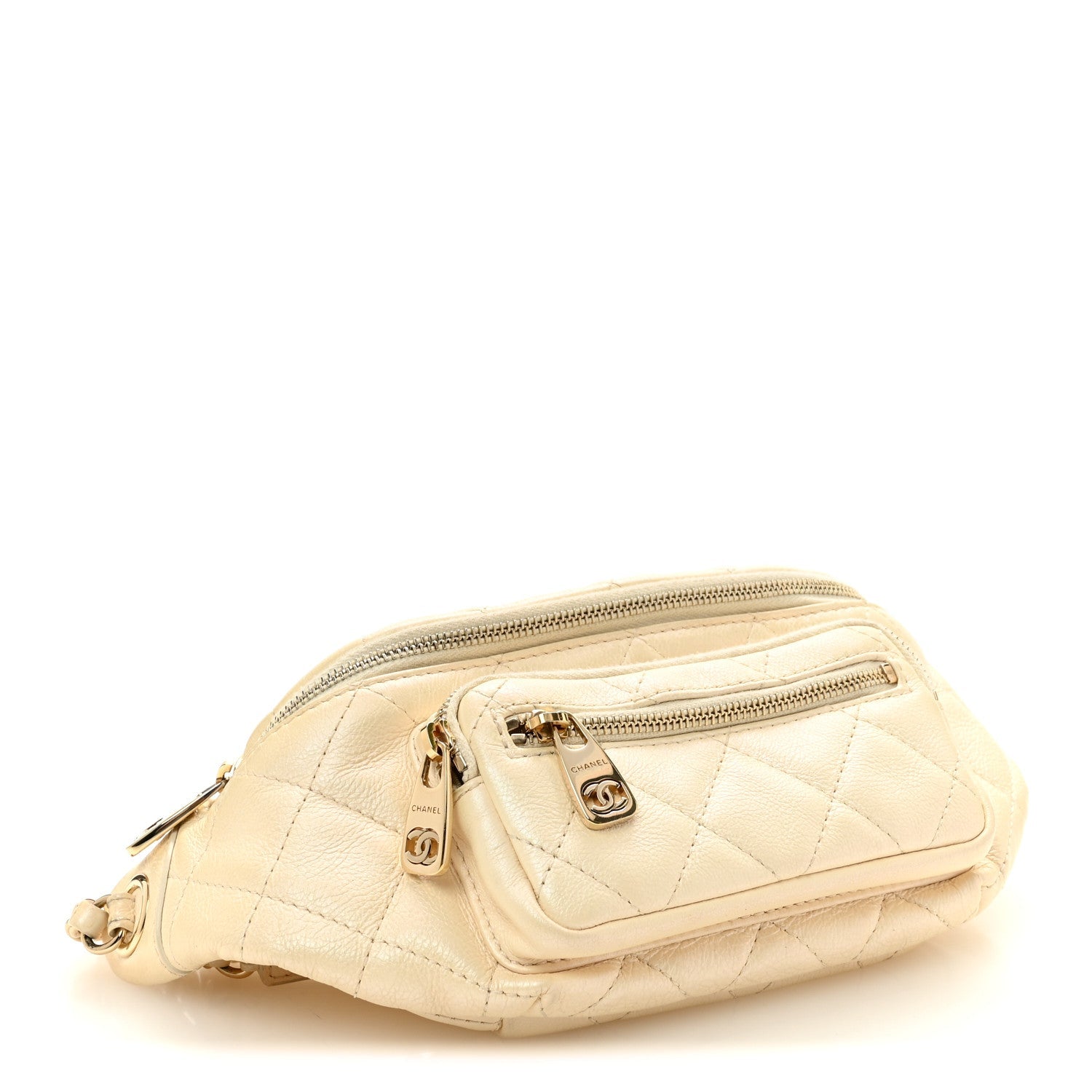 Calfskin Quilted All About Waist Belt Bag Light Beige