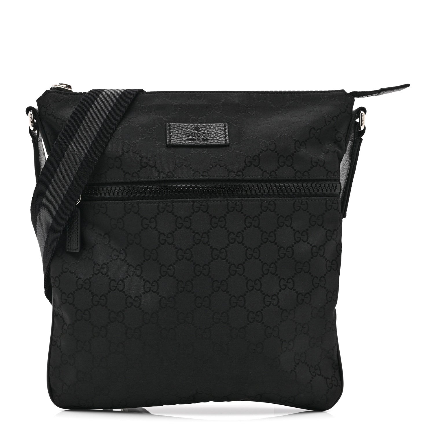 Nylon Monogram Small Flat Messenger Bag Black