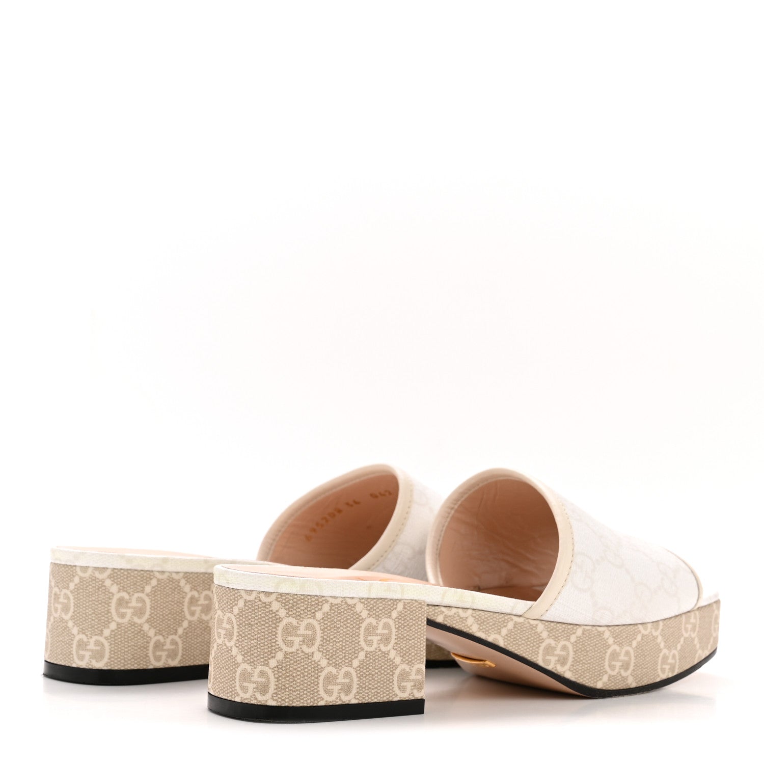 GG Supreme Monogram Malaga Kid Platform Mule Sandals 36 White Mystic White