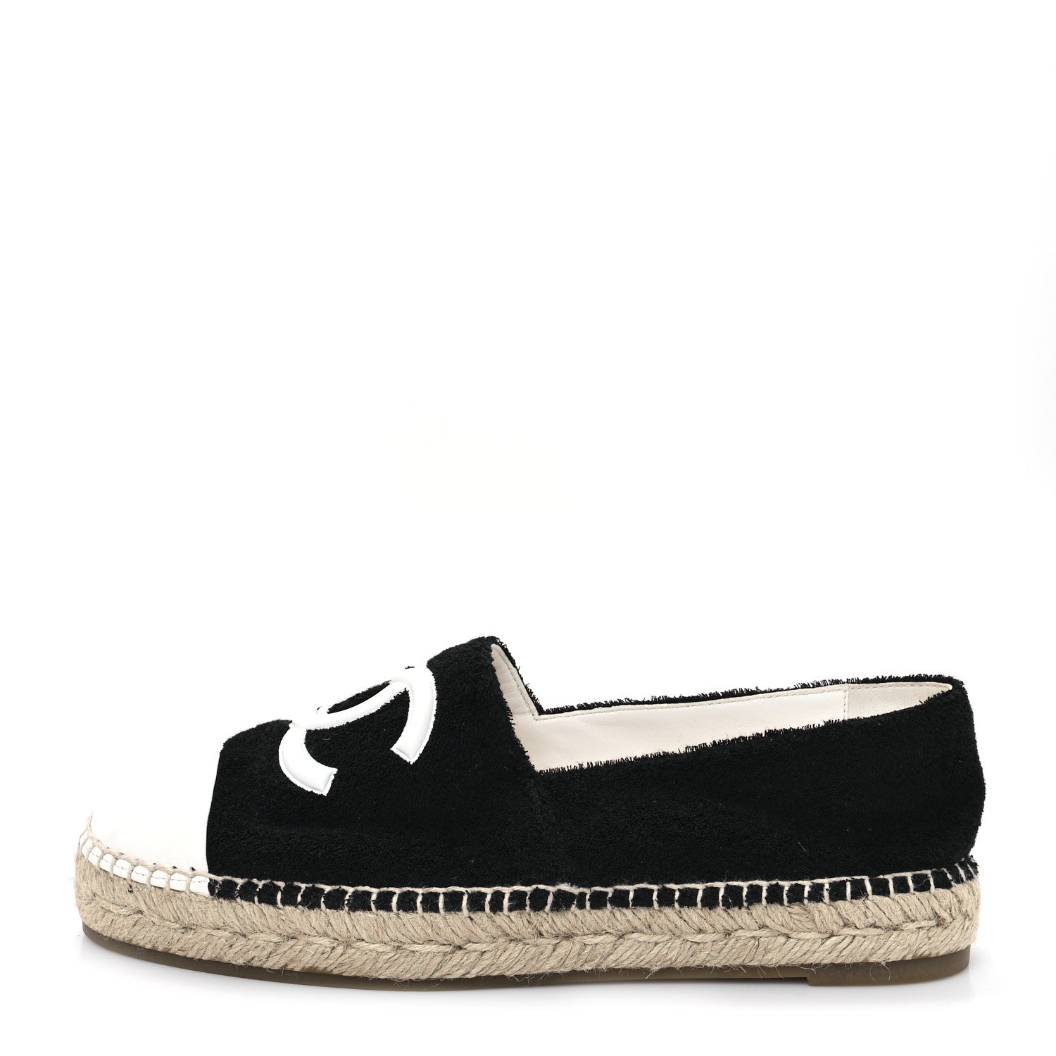 Cotton Lambskin CC Espadrilles 41 Black White