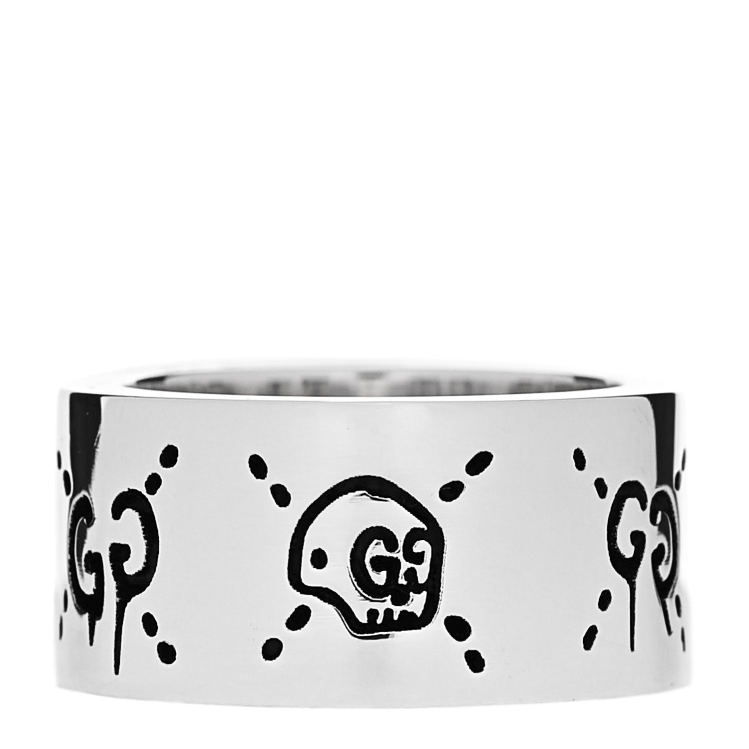 Sterling Silver GucciGhost Hamlet Skull Band Ring 47 4