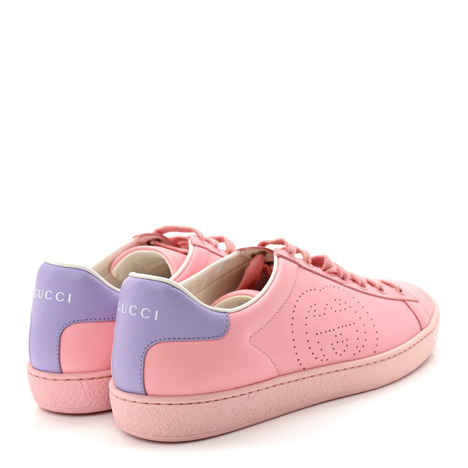 Miro Soft Calfskin Interlocking G Perforated Womens Ace Sneakers 36.5 Wild Rose Lapis