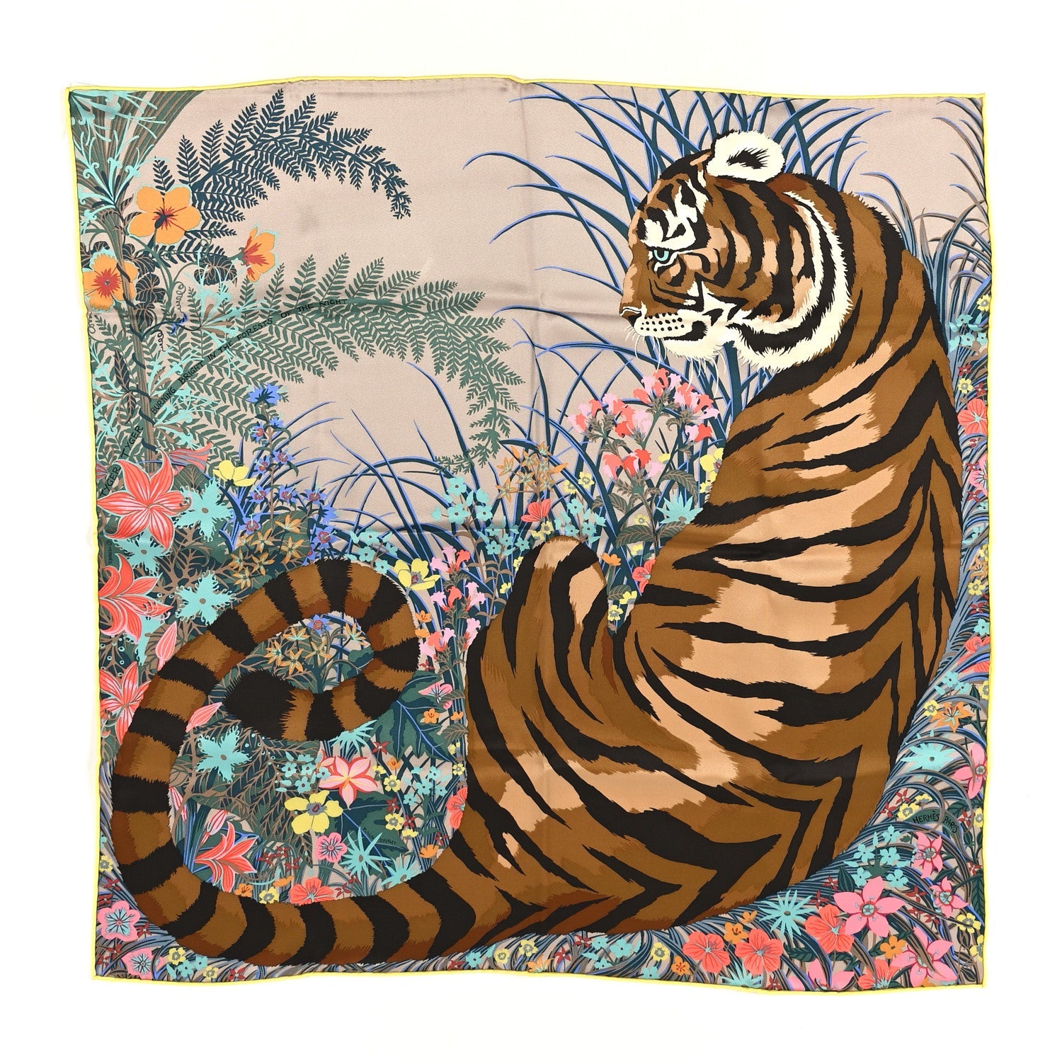 Silk Tyger Tyger Scarf 70 Beige Cendre Brun