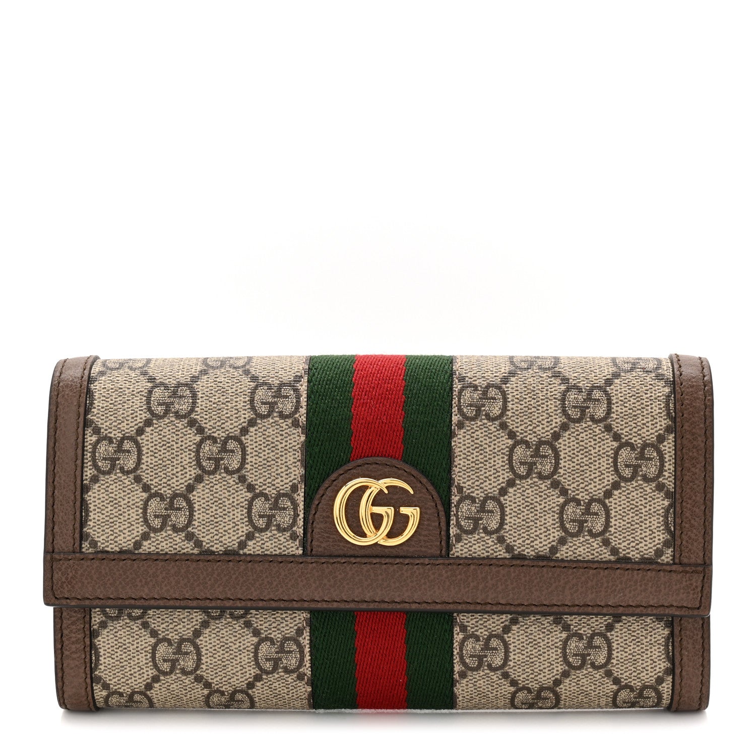 GG Supreme Monogram Web Ophidia Continental Wallet Brown