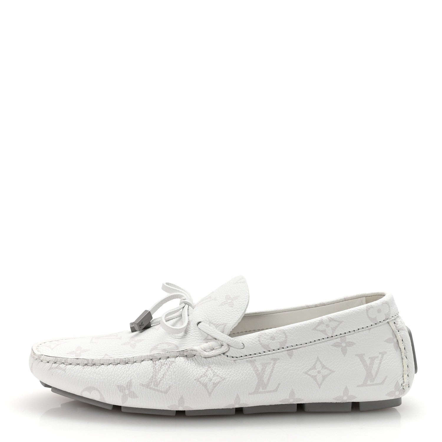 Monogram LV Driver Moccasin Loafers 7.5 White