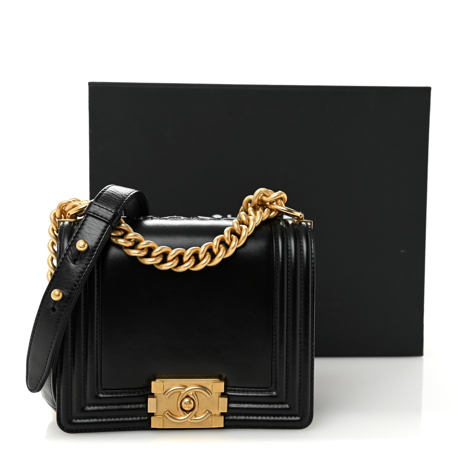 Calfskin Mini Boy Flap Black
