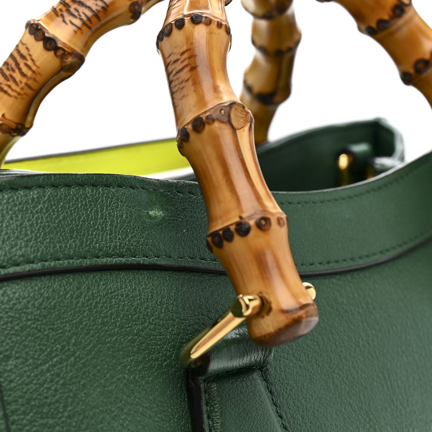 Wonka Grain Calfskin Small Diana Tote Bag Green Yellow Fluo