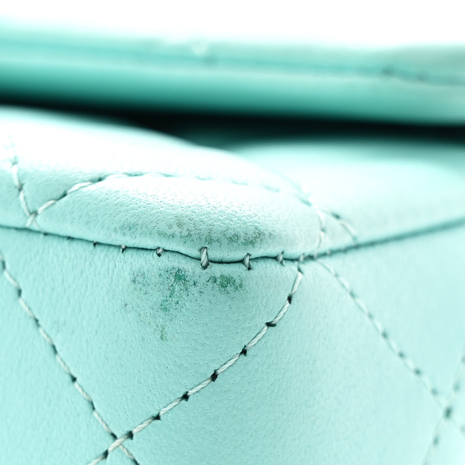Lambskin Quilted Mini Rectangular Flap Turquoise