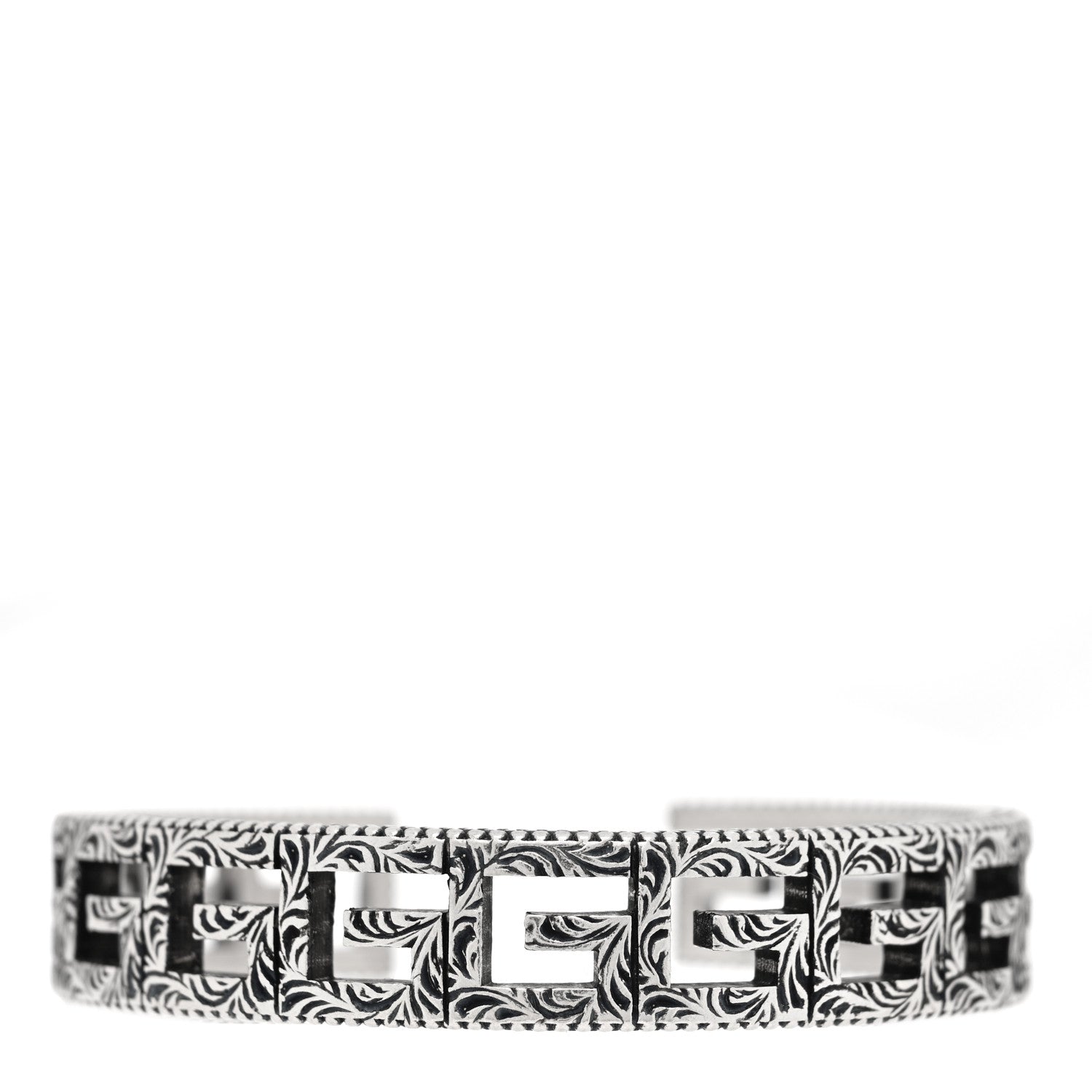 Sterling Silver Square G Motif Cuff Bracelet