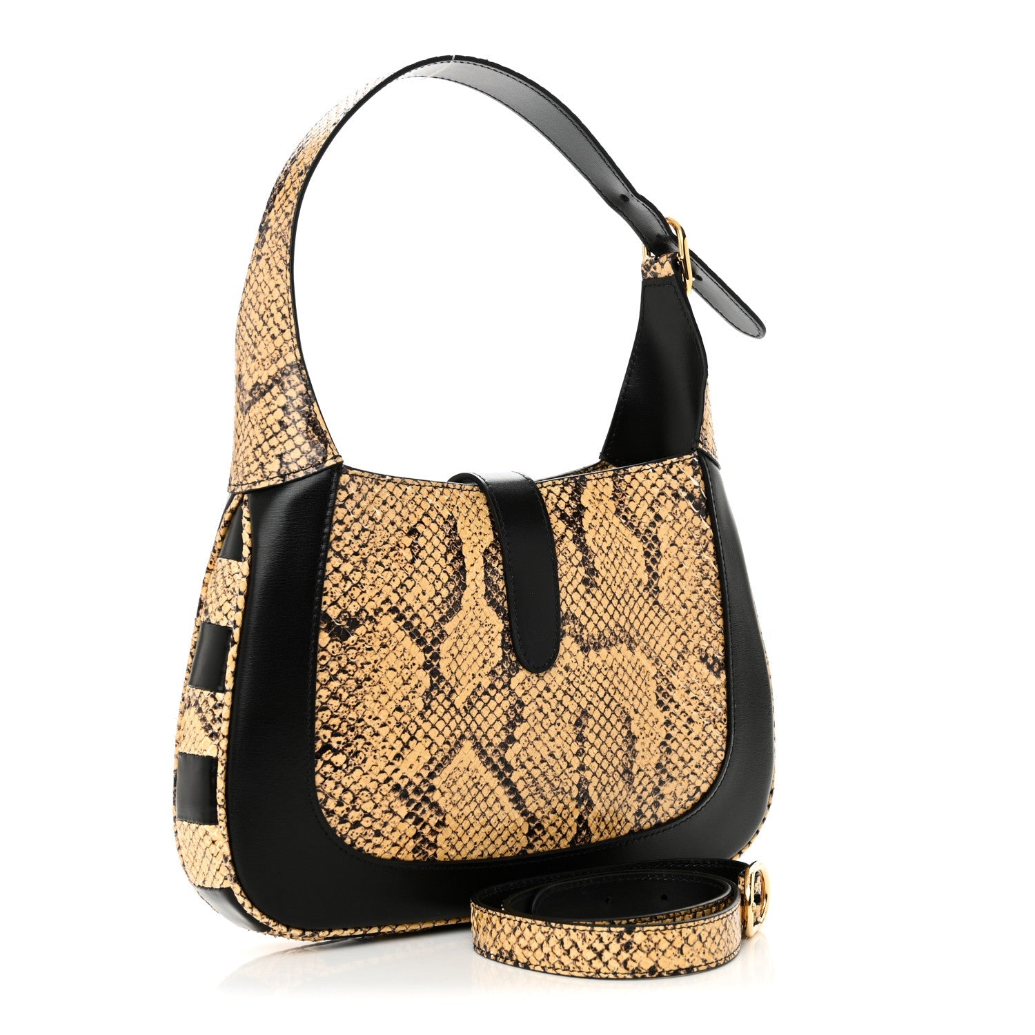 Snakeskin Calfskin Small Jackie 1961 Hobo Beige Black