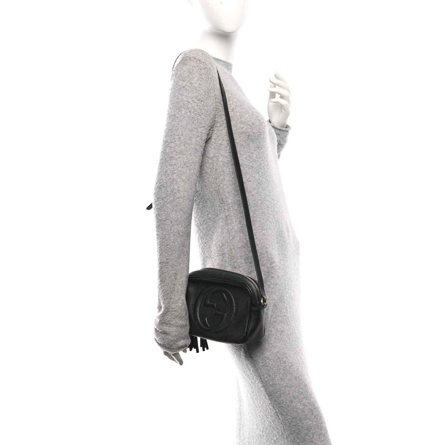 Pebbled Calfskin Small Soho Disco Bag Black