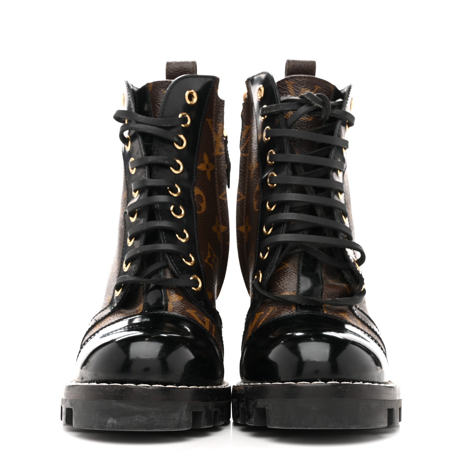 Patent Calfskin Monogram Star Trail Ankle Boots 36 Black