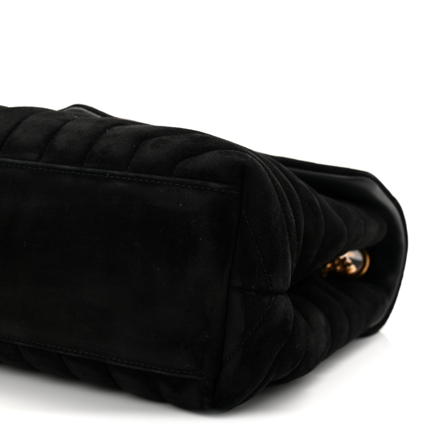 Suede Y Quilted Monogram Medium Loulou Chain Satchel Black