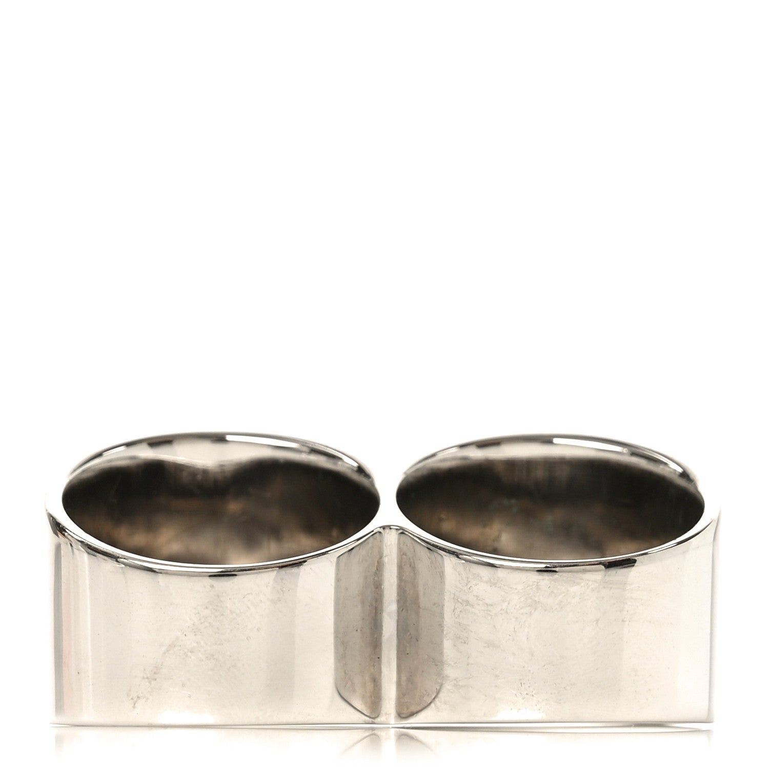 Metal LV Squared Strass Logo Double Ring 61 9.5 Silver