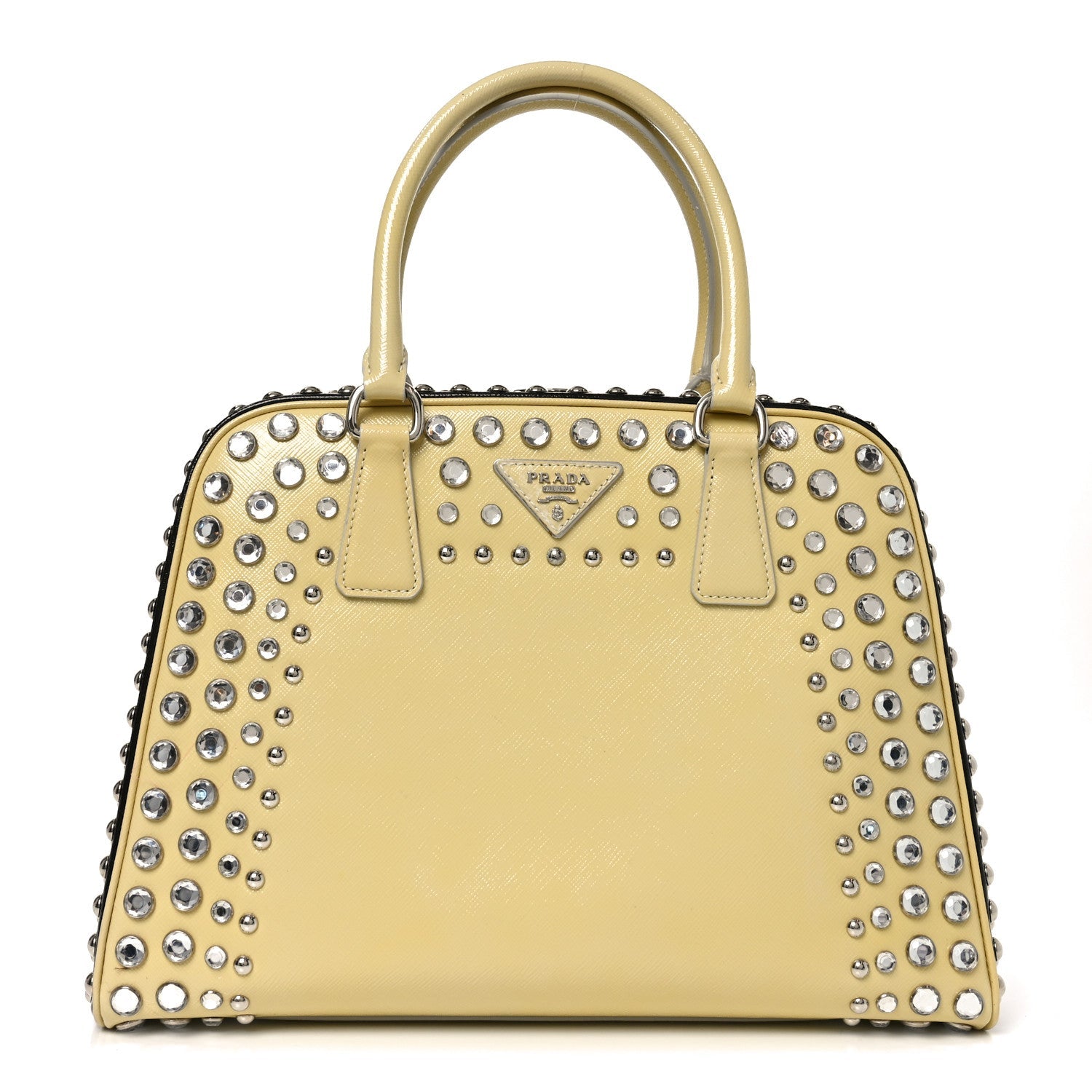 Saffiano Lux Crystal Pyramid Bag Talco Black