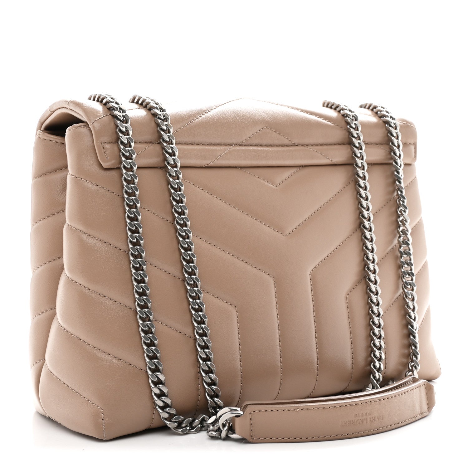 Calfskin Y Quilted Monogram Small Loulou Chain Satchel Dark Beige