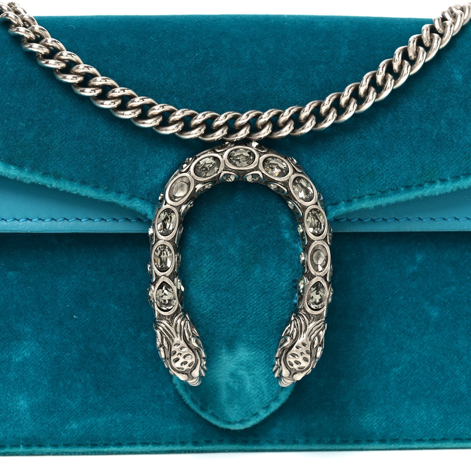 Velvet Super Mini Dionysus Shoulder Bag Pavone Cyan