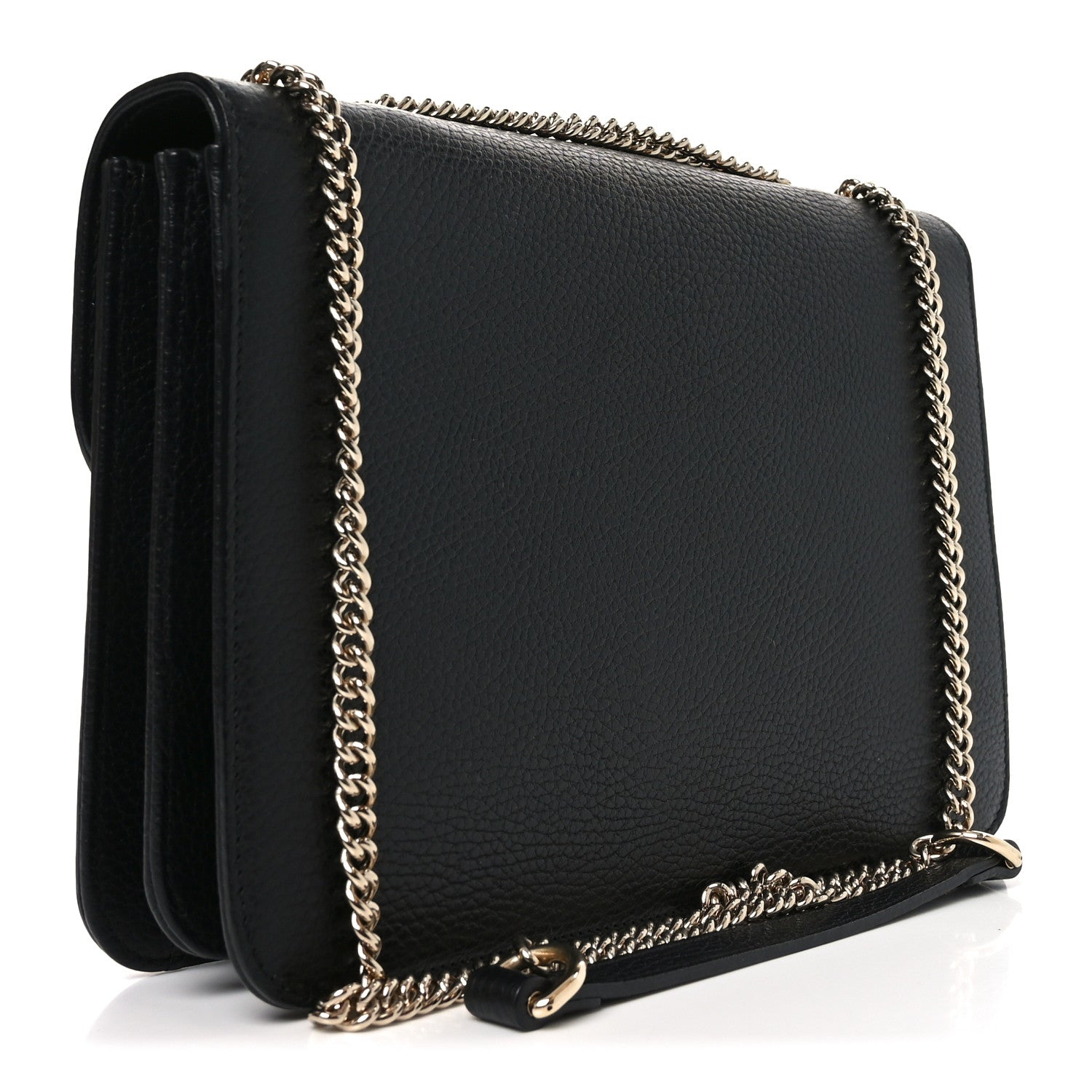 Dollar Calfskin Interlocking G Shoulder Bag Black