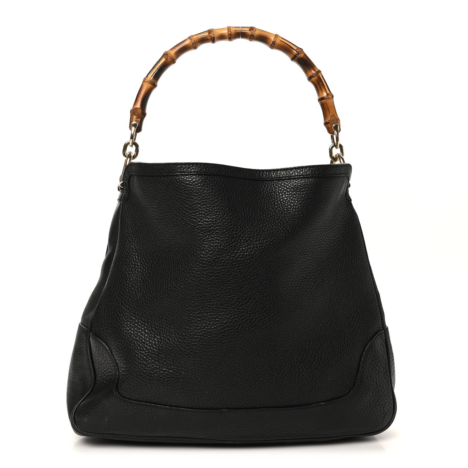 Pebbled Calfskin Medium Diana Bamboo Shoulder Bag Black