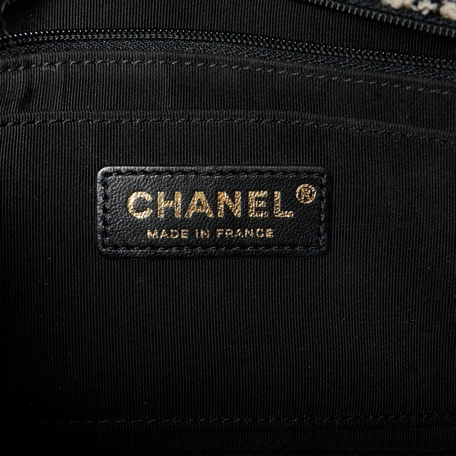 Shearling Sheepskin Tweed Quilted Single Flap Black