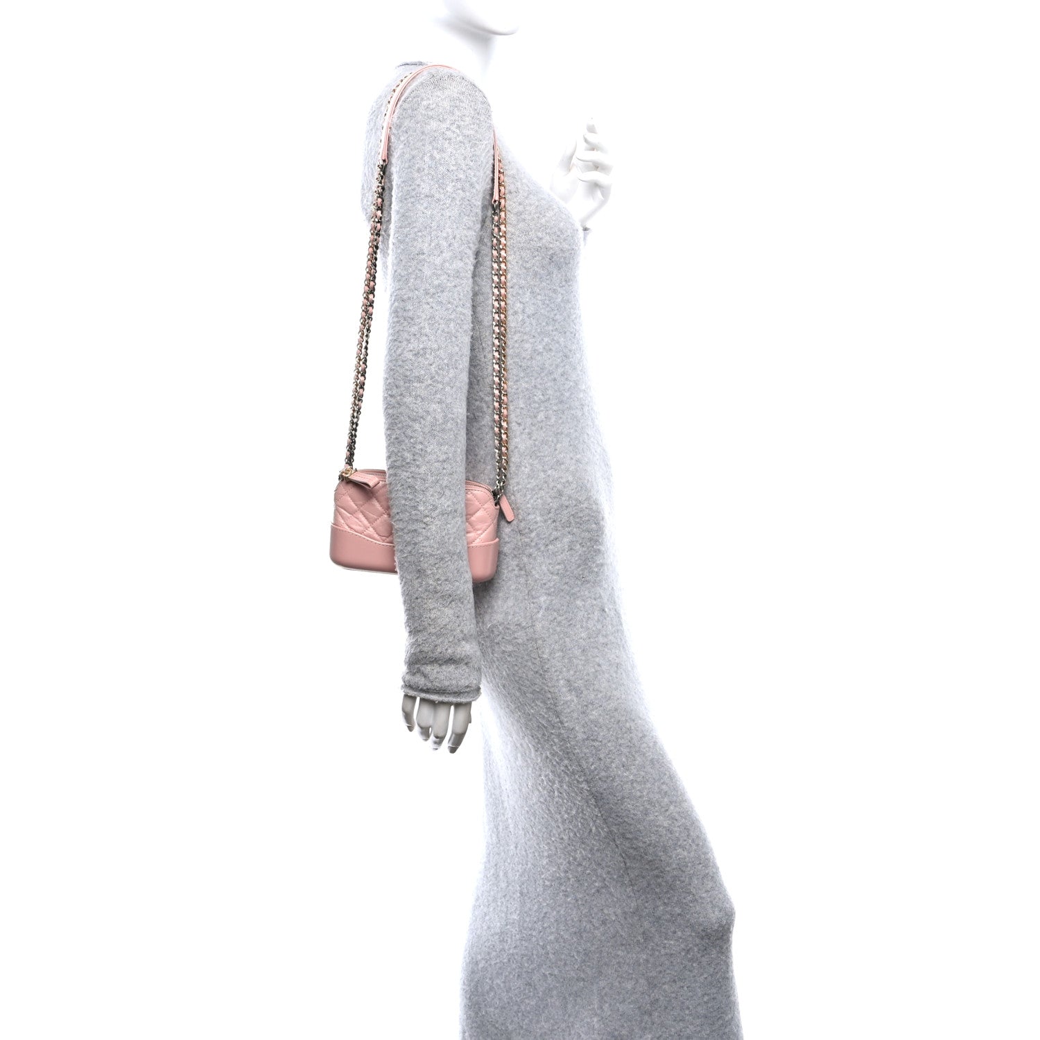 Aged Calfskin Quilted Small Gabrielle Clutch With Chain Light Pink