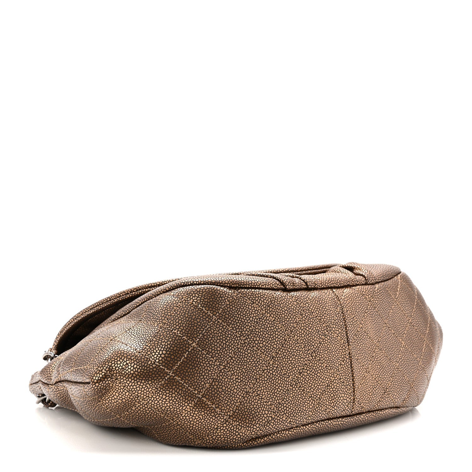 Metallic Caviar Half Moon Large Flap Bronze