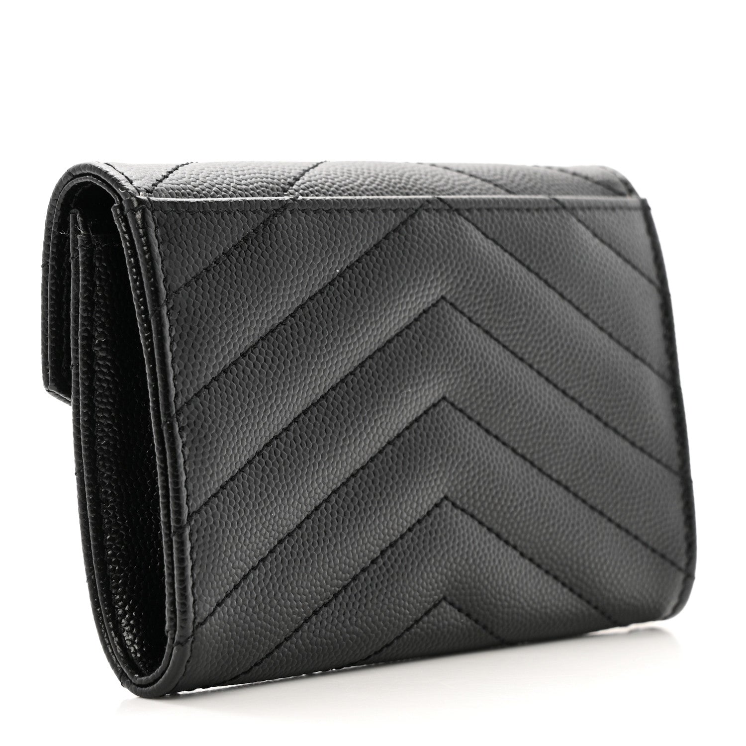Grain De Poudre Matelasse Chevron Small Monochrome Monogram Envelope Wallet Black