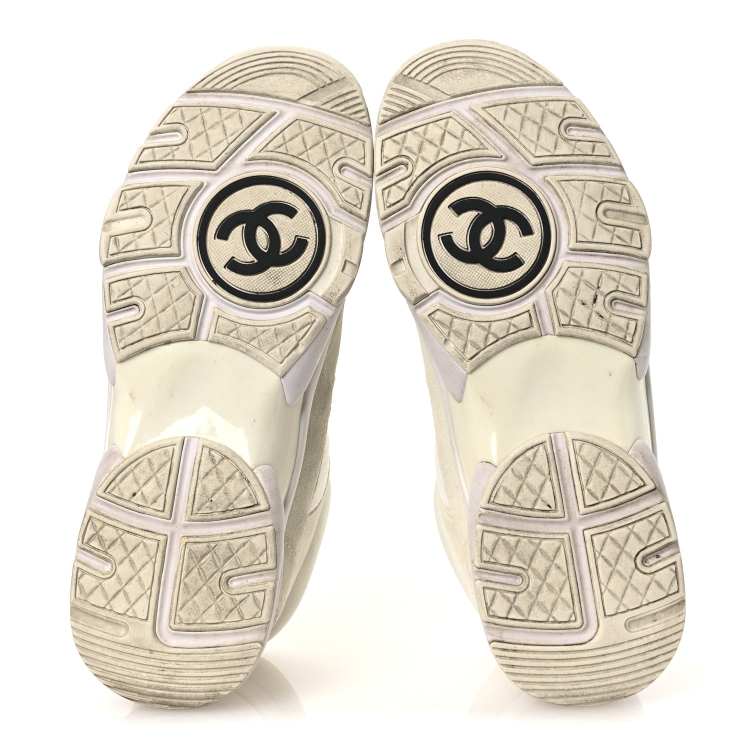 Suede Calfskin Fabric CC Sneakers 39 White