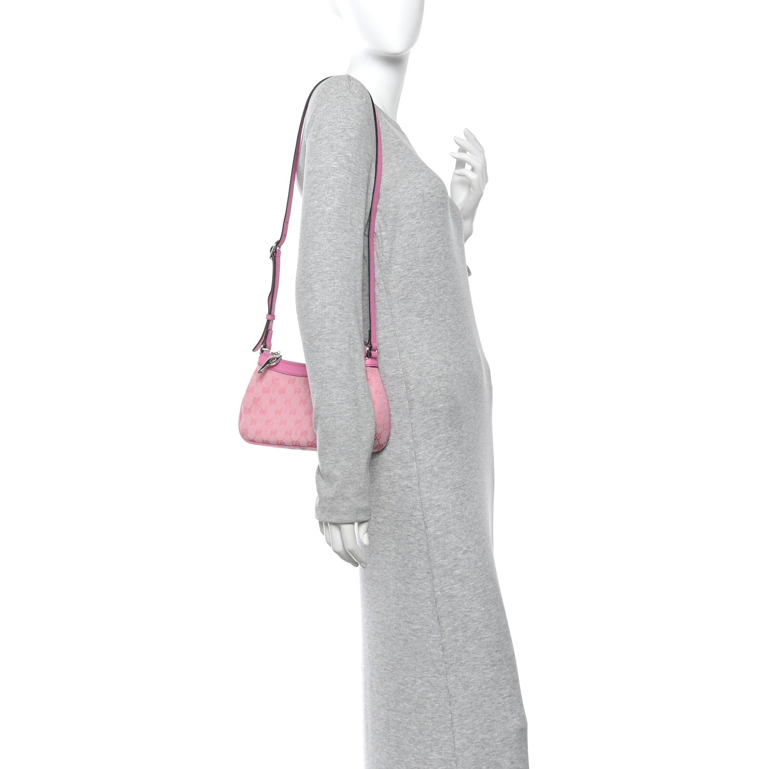 X PALACE GG Supreme Monogram Palace Textured Dollar Calfskin Shoulder Bag Pink Pale Rose Palace