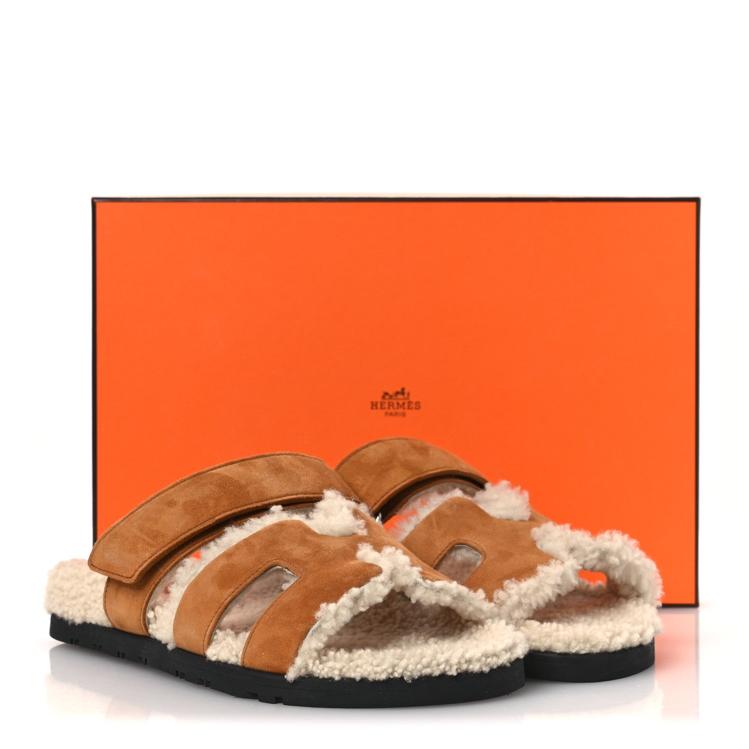 Suede Goatskin Woolskin Womens Chypre Sandals 37 Brun Fume Ecru