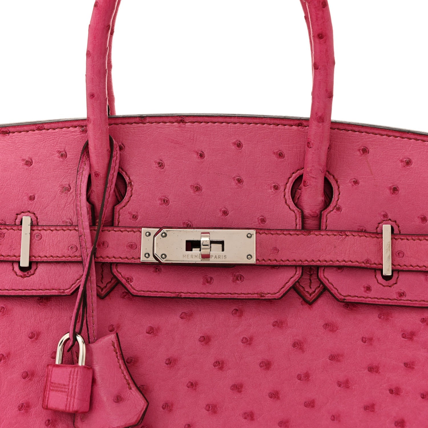 Ostrich Birkin 30 Rose Pourpre