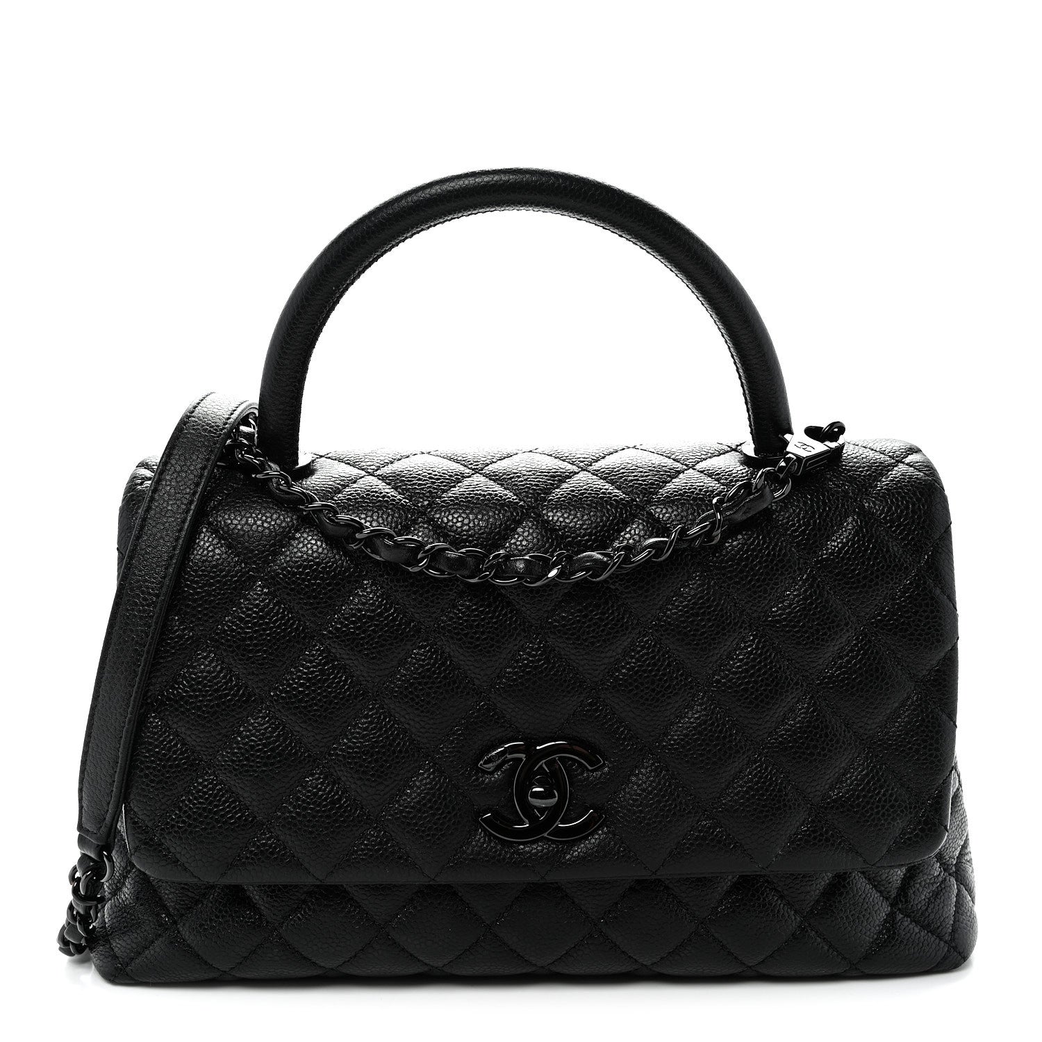 Caviar Quilted Small Coco Handle Flap So Black