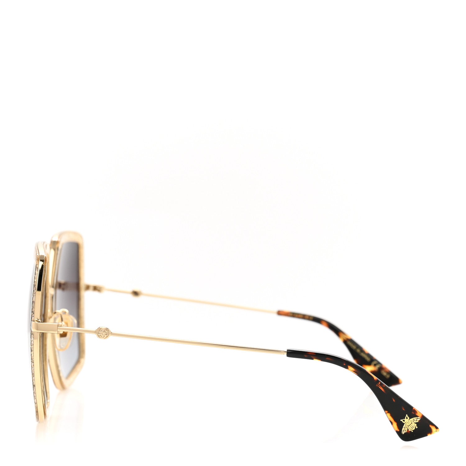 Glitter Acetate Oversize Square Frame Sunglasses GG0106S Gold