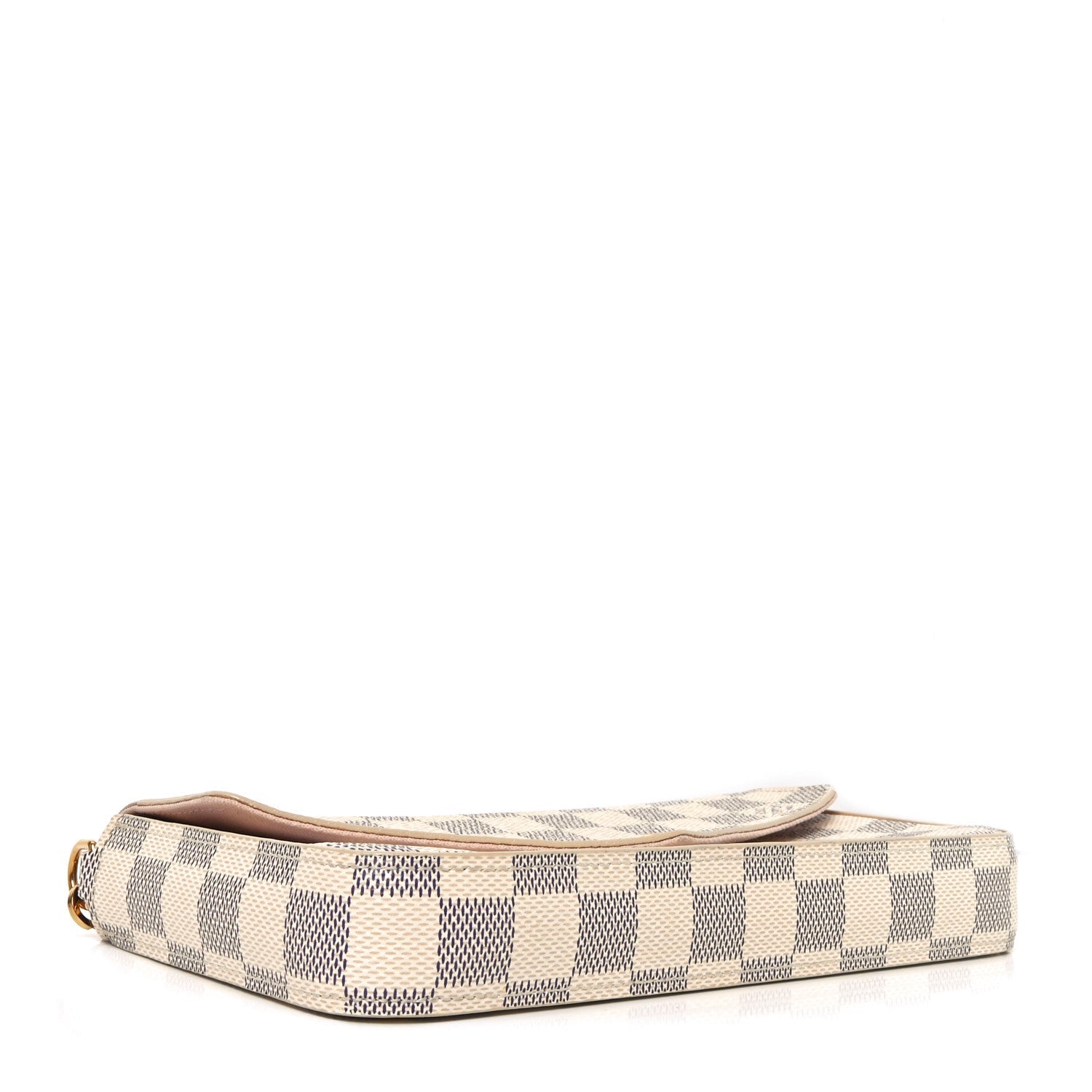 Damier Azur Pochette Felicie Chain Wallet Rose Ballerine