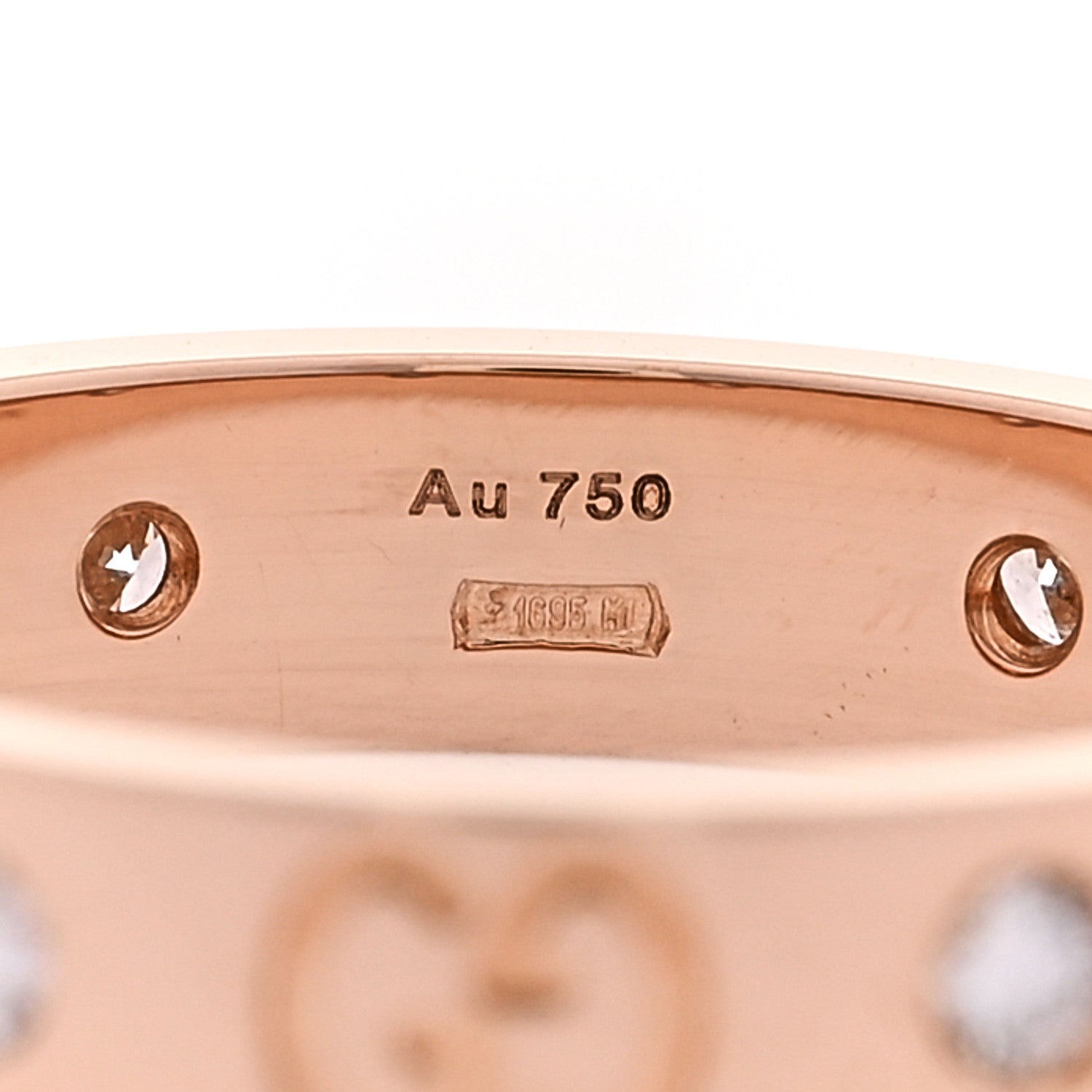 18K Rose Gold Diamond Icon Band Ring 54 6.75