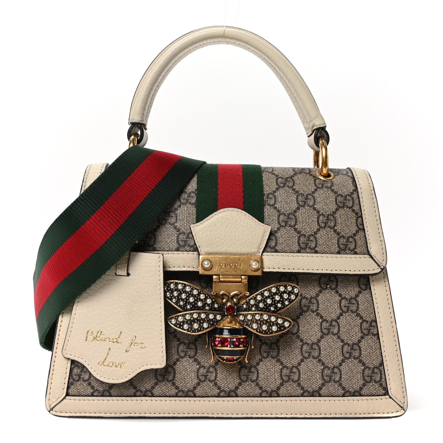 GG Supreme Monogram Small Queen Margaret Top Handle Bag White