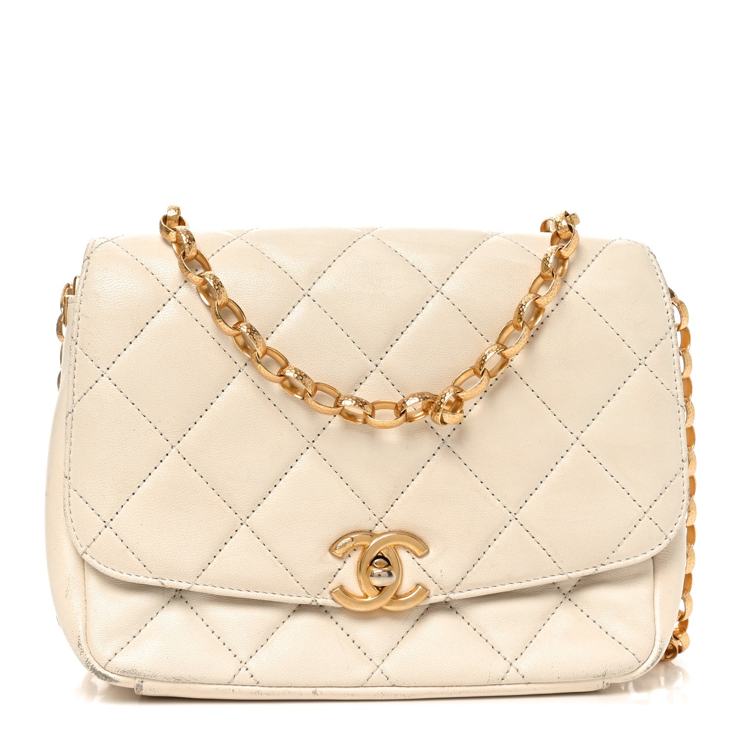 Lambskin Quilted CC Coin Flap Bag White
