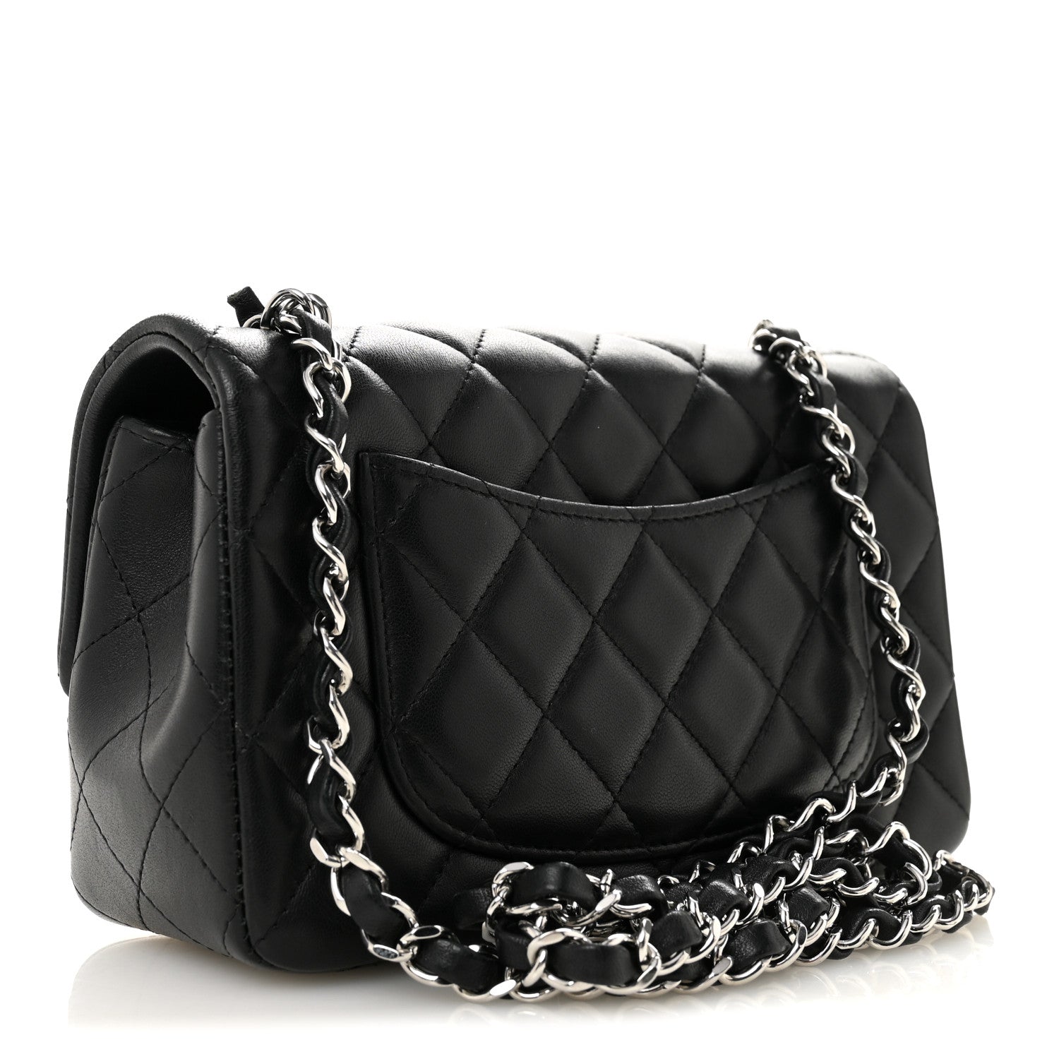 Lambskin Quilted Mini Rectangular Flap Black