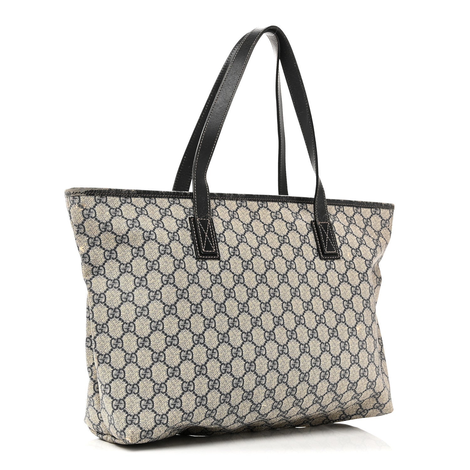 GG Supreme Monogram Medium Zippered Shopping Tote Navy