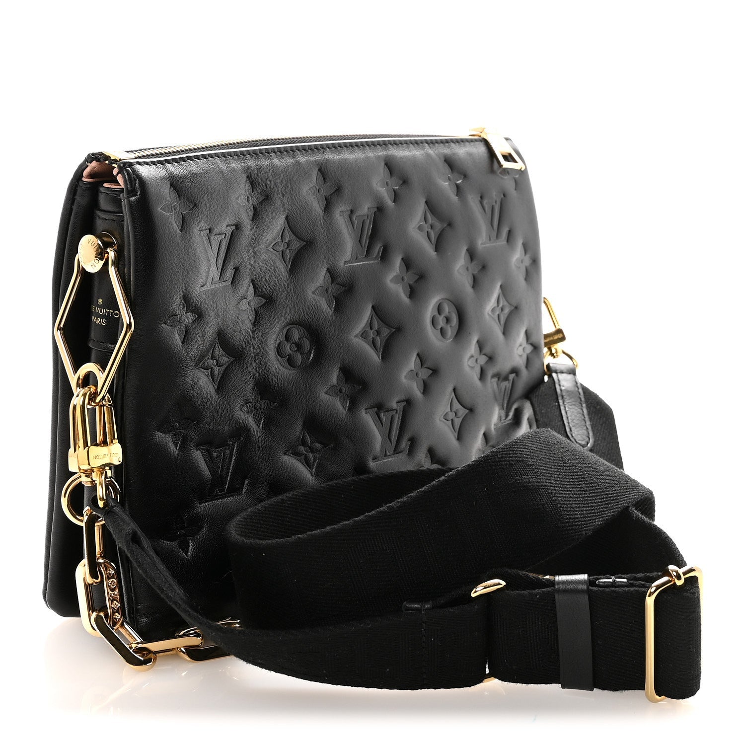 Lambskin Embossed Monogram Coussin PM Black