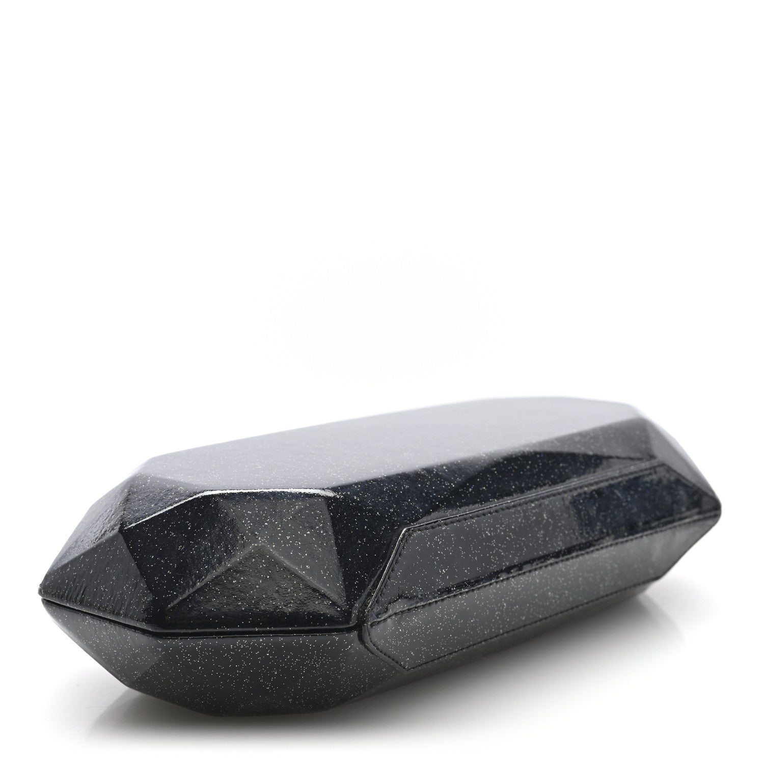 Glitter Vinyl Crystal Clutch Black