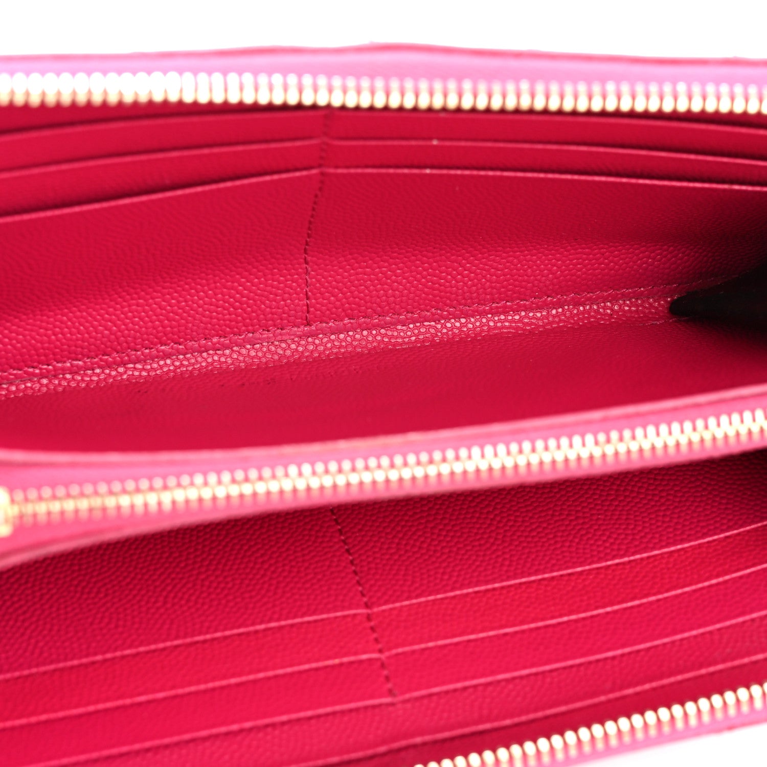 Grain De Poudre Matelasse Chevron Monogram Zip Around Wallet Fuchsia