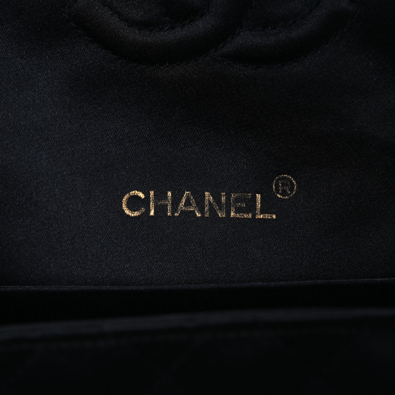 Satin Quilted Flap Shoulder Bag Black Gold