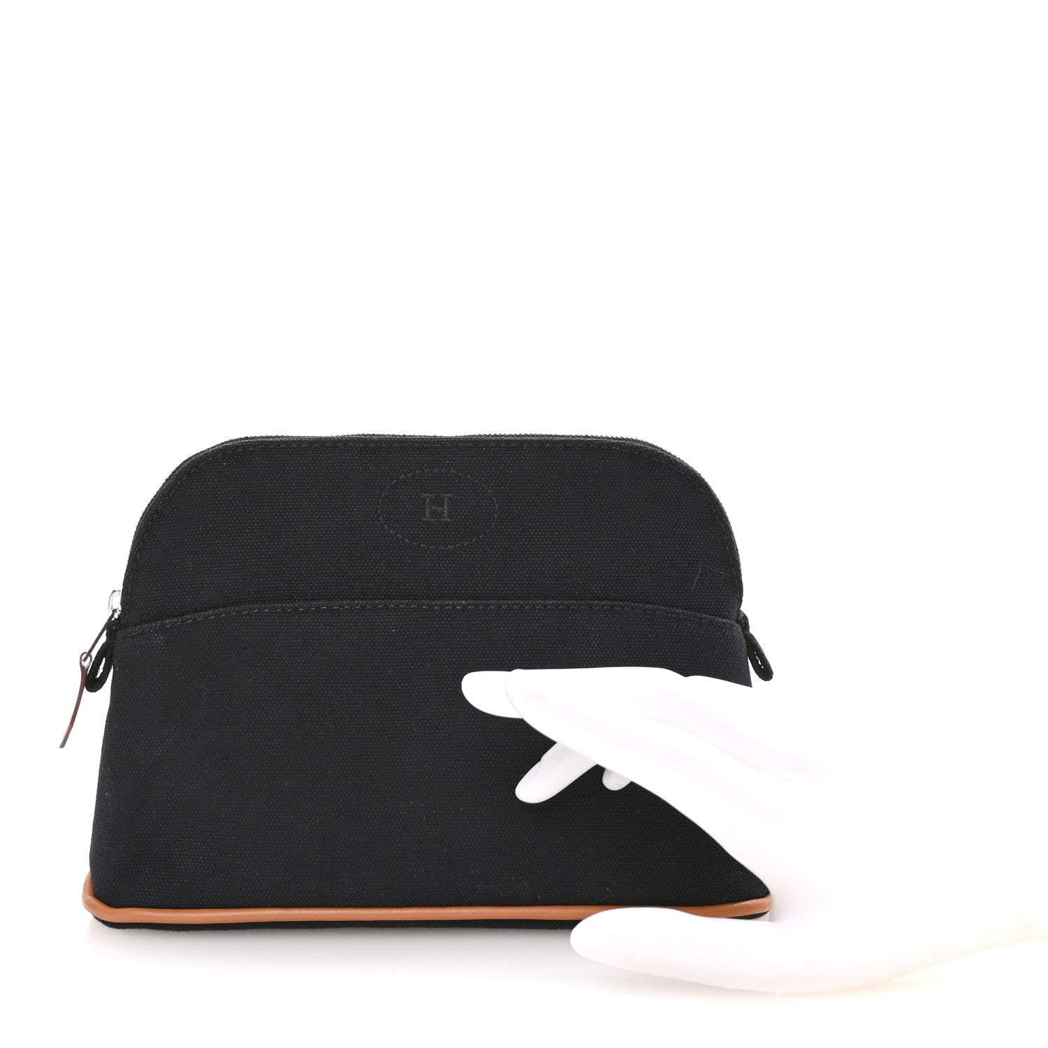Cotton Canvas Mini Bolide Travel Cosmetic Pouch Black