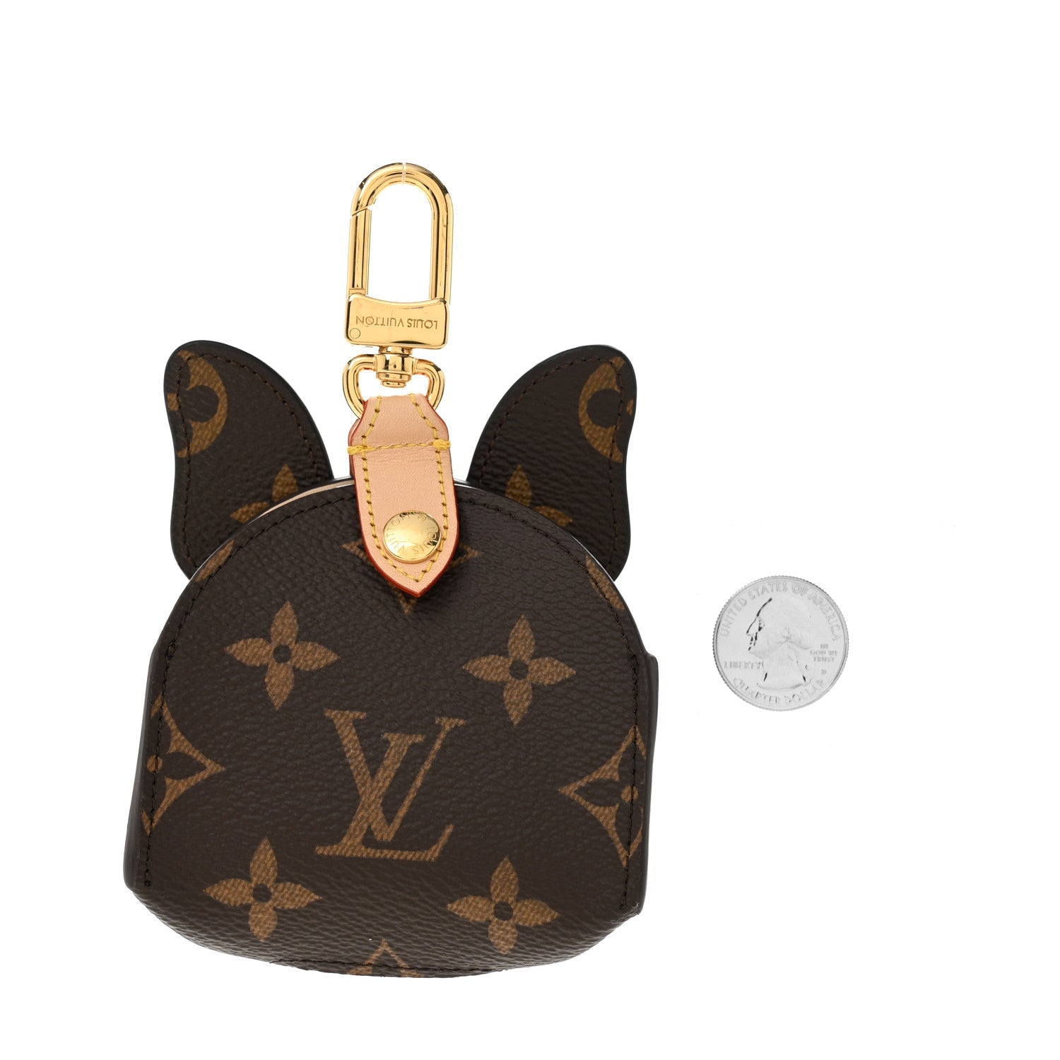 Monogram Frenchie Dog Bag Charm Key Holder Black
