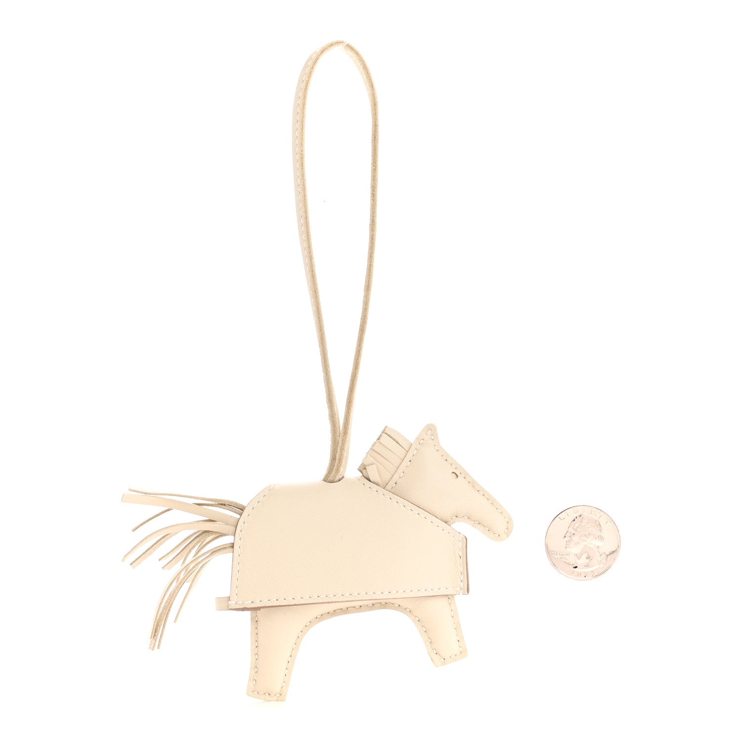 Milo Lambskin Studded Grigri Rodeo Robeo Rock Horse Bag Charm PM Craie