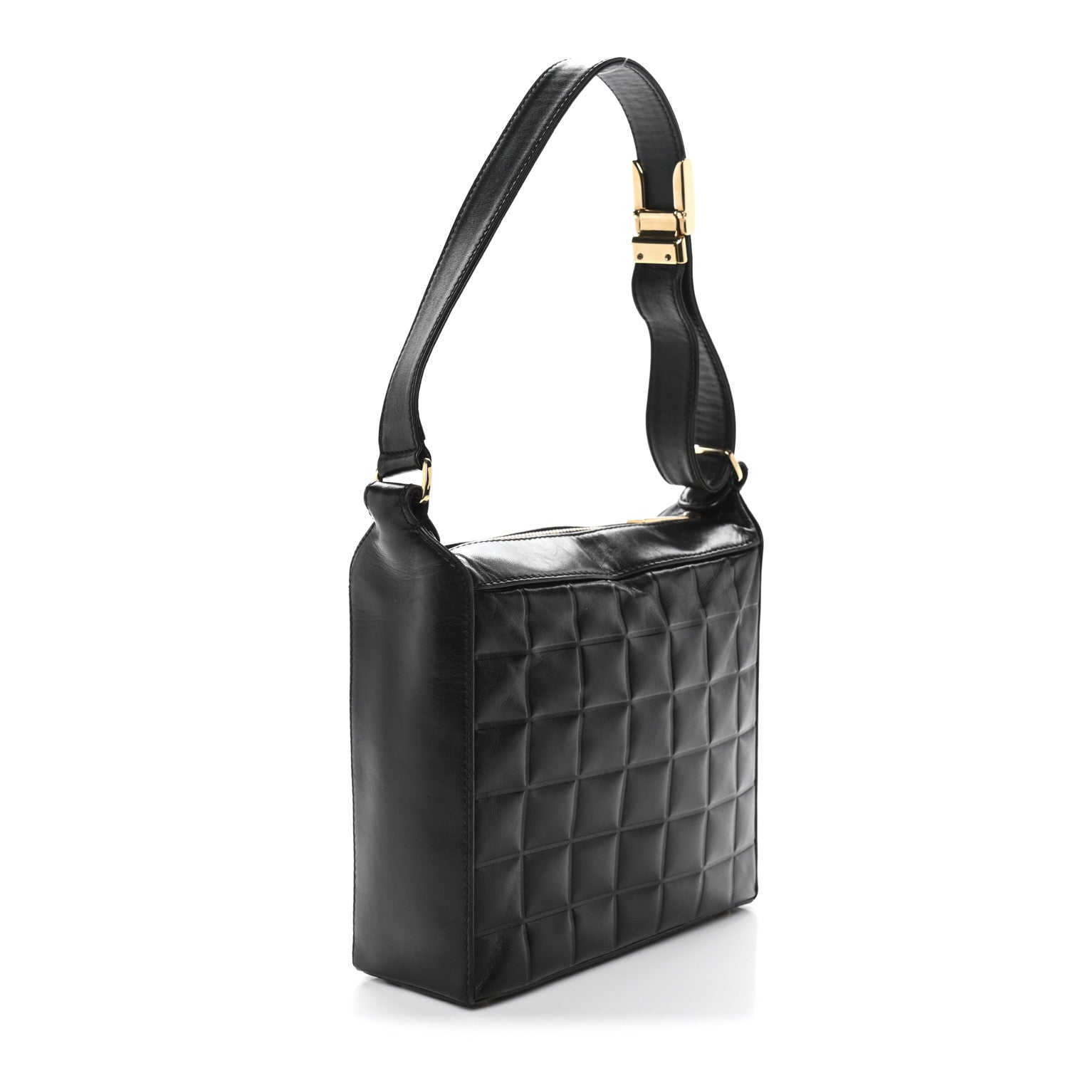 Lambskin Quilted Small Chocolate Bar Shoulder Bag Black