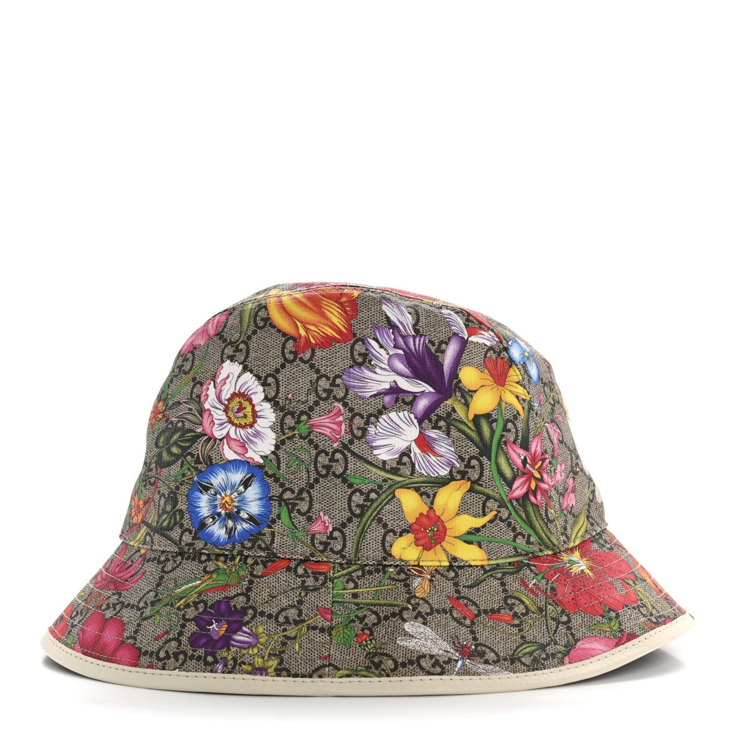GG Supreme Monogram Flora Fedora Hat L White