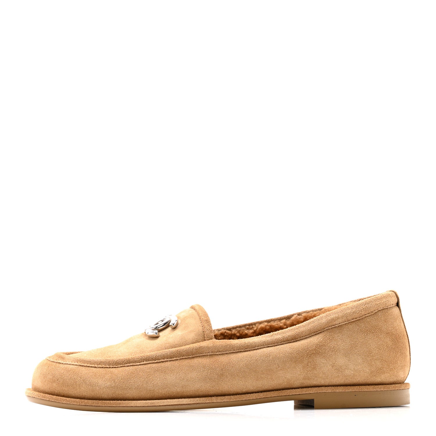 Suede Calfskin CC Loafers 38.5 Dark Beige