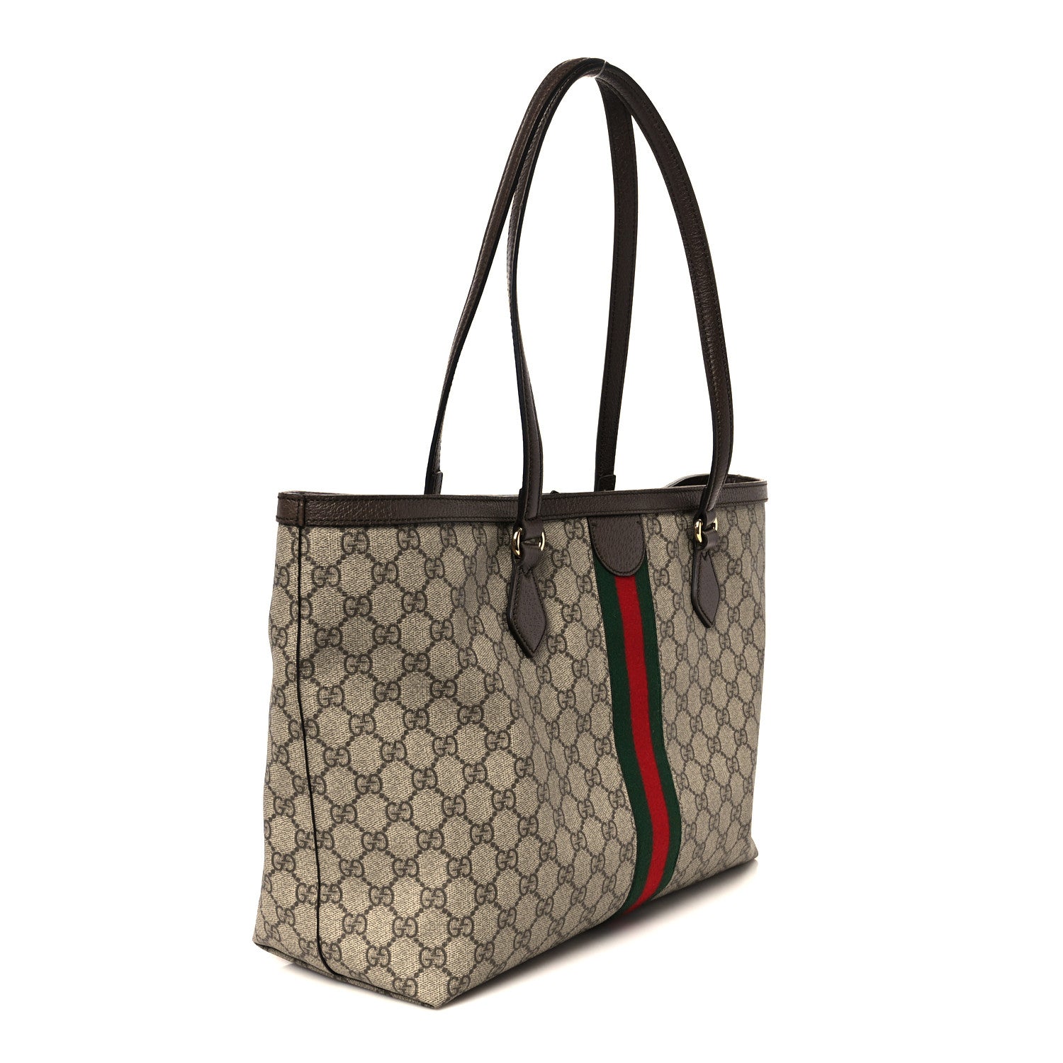 GG Supreme Monogram Medium Ophidia Shopping Tote Brown